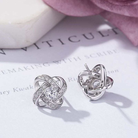 Sterling Silver Knot Stud Earrings - Picture 1 of 4